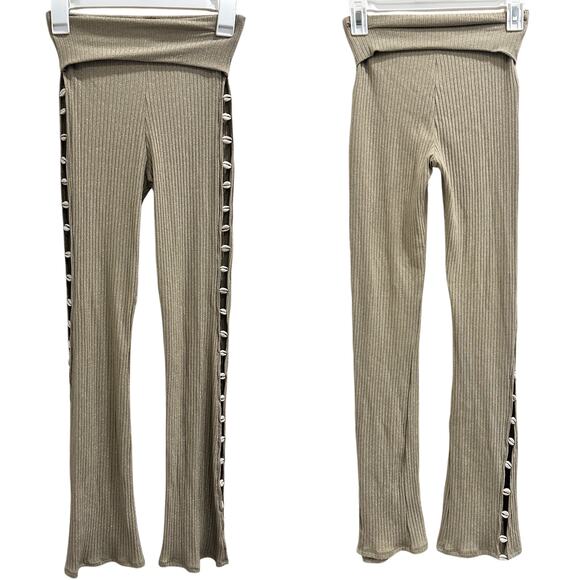 Akosha Swim Tan Isla Shimmer Pooka Shell Resortwear Vacation Festival Beach Pant - Picture 2 of 6